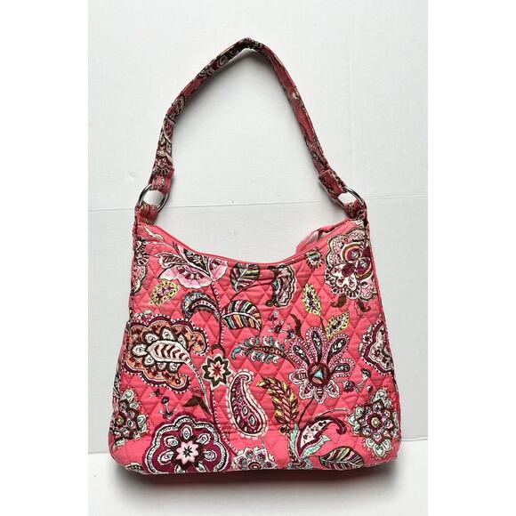 Vera Bradley Shoulder Bag Call Me Coral Retired Pink Hobo Paisley 10x13 Boho - Picture 2 of 6
